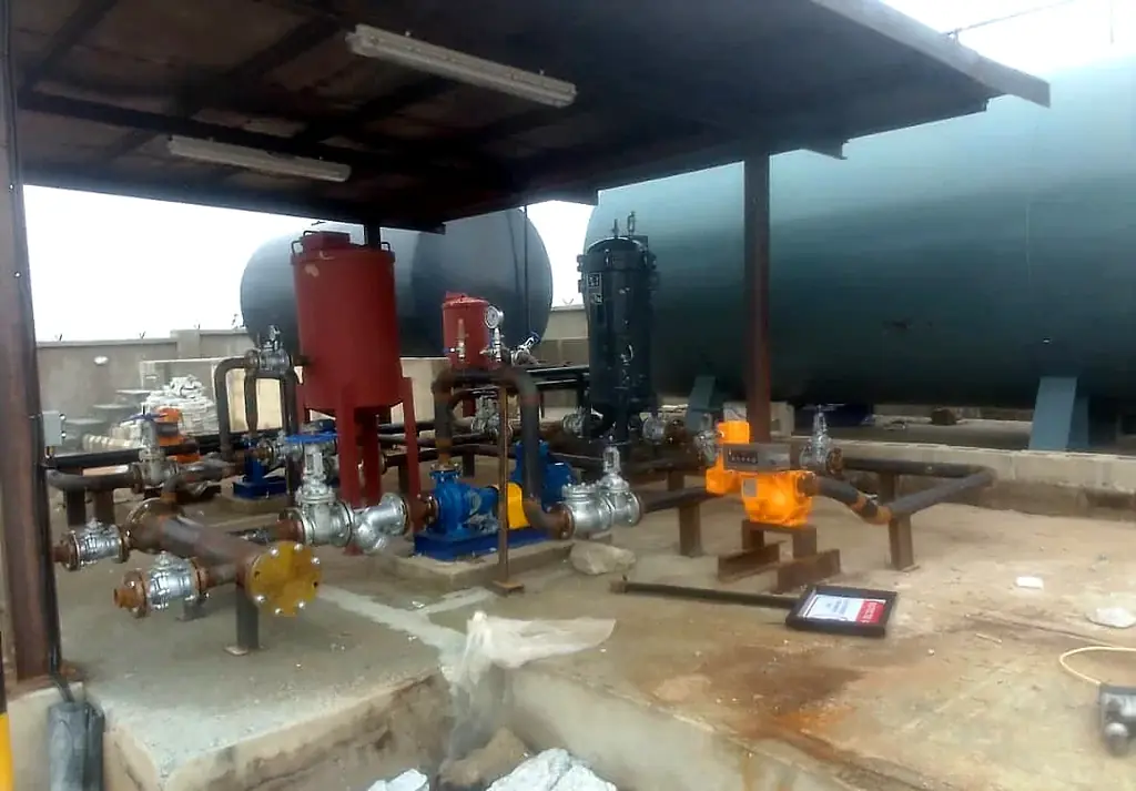 Pumps, valves and flow meter in the product bay before final finishing